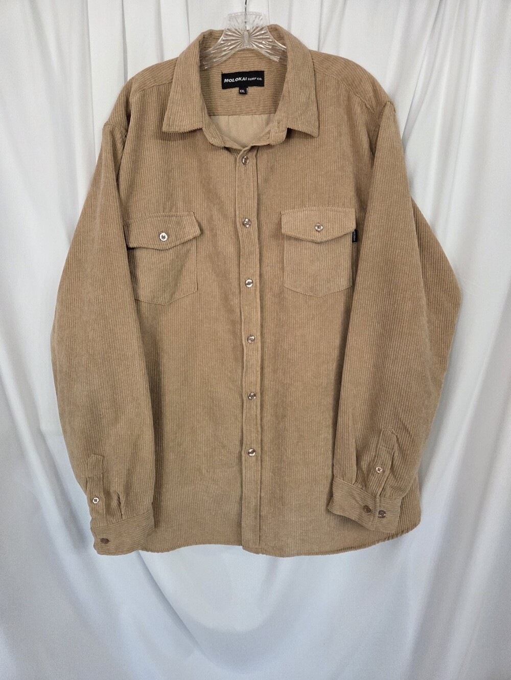 Molokai Surf Co. Tan Corduroy Button-Up Shirt Jacket. Size XXL